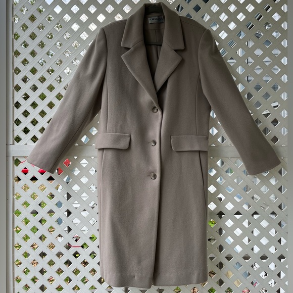 Taupe Wool Trench Coat - Picture 10 of 11